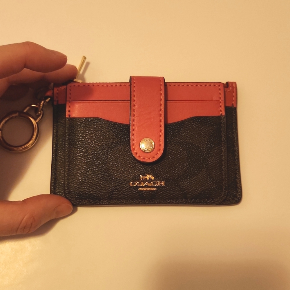 Coach pink coin card wallet / pouch